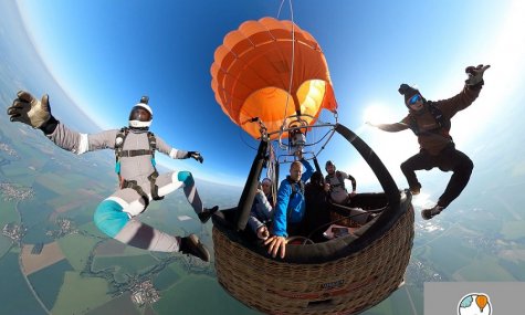 Seskok z balonu, Hot air balloon jump, výsadek parašutistů z balonu